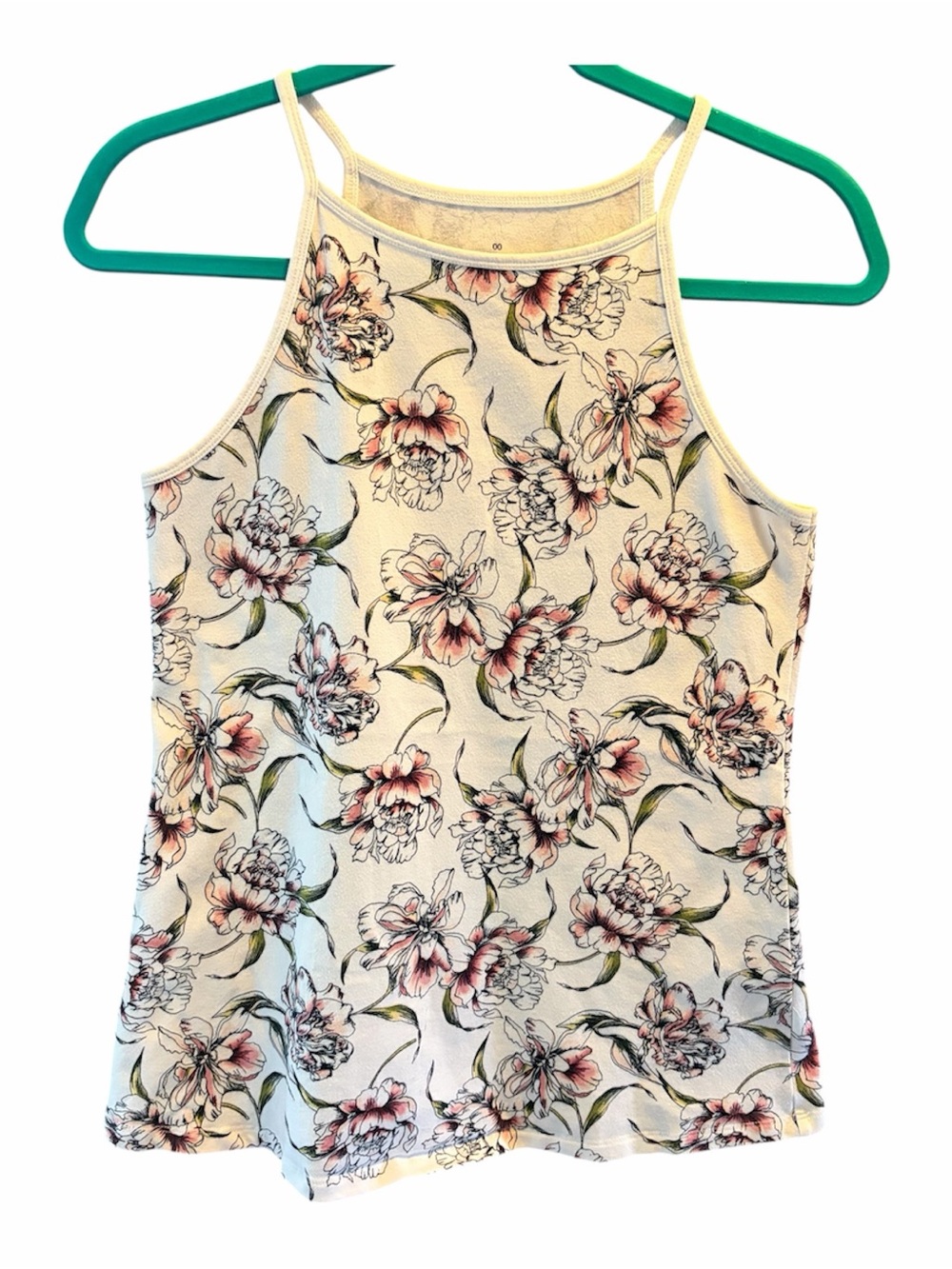 torrid 00 Floral High neck Tank Top - Cream with Pink Flowers